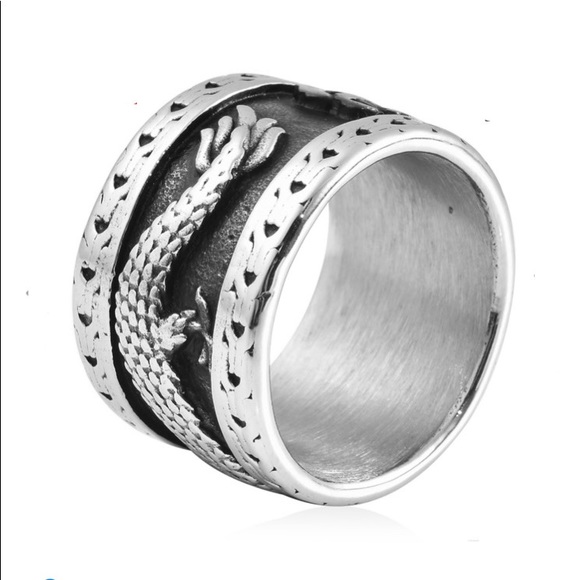 Mozambique Garnet Dragon Ring in Stainless Steel 1.00 ctw - Picture 4 of 8